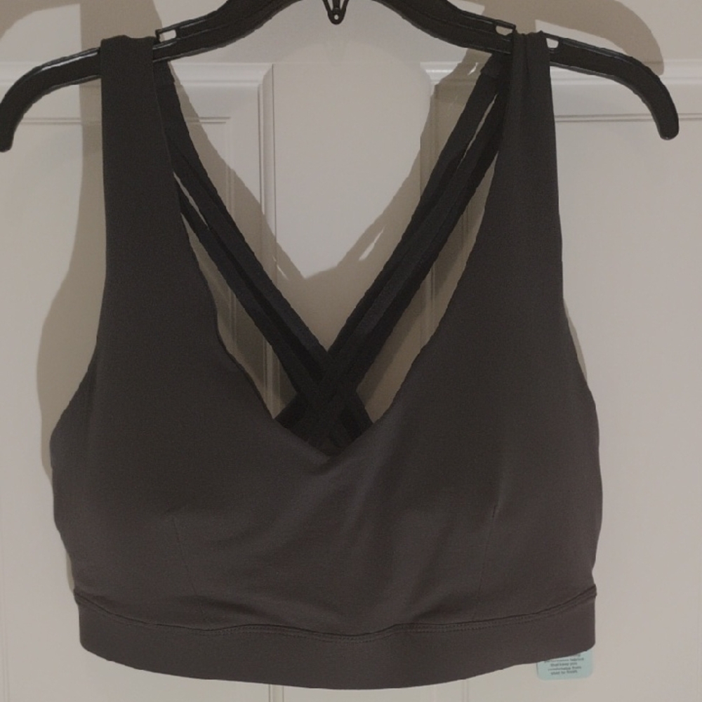 Ideology Charcoal Cross-Back Sports Bra 1x